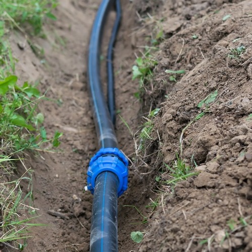 water line in a trench
