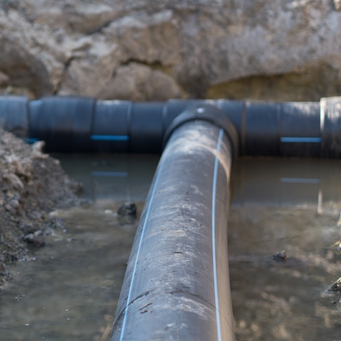 A new main water line is being installed.